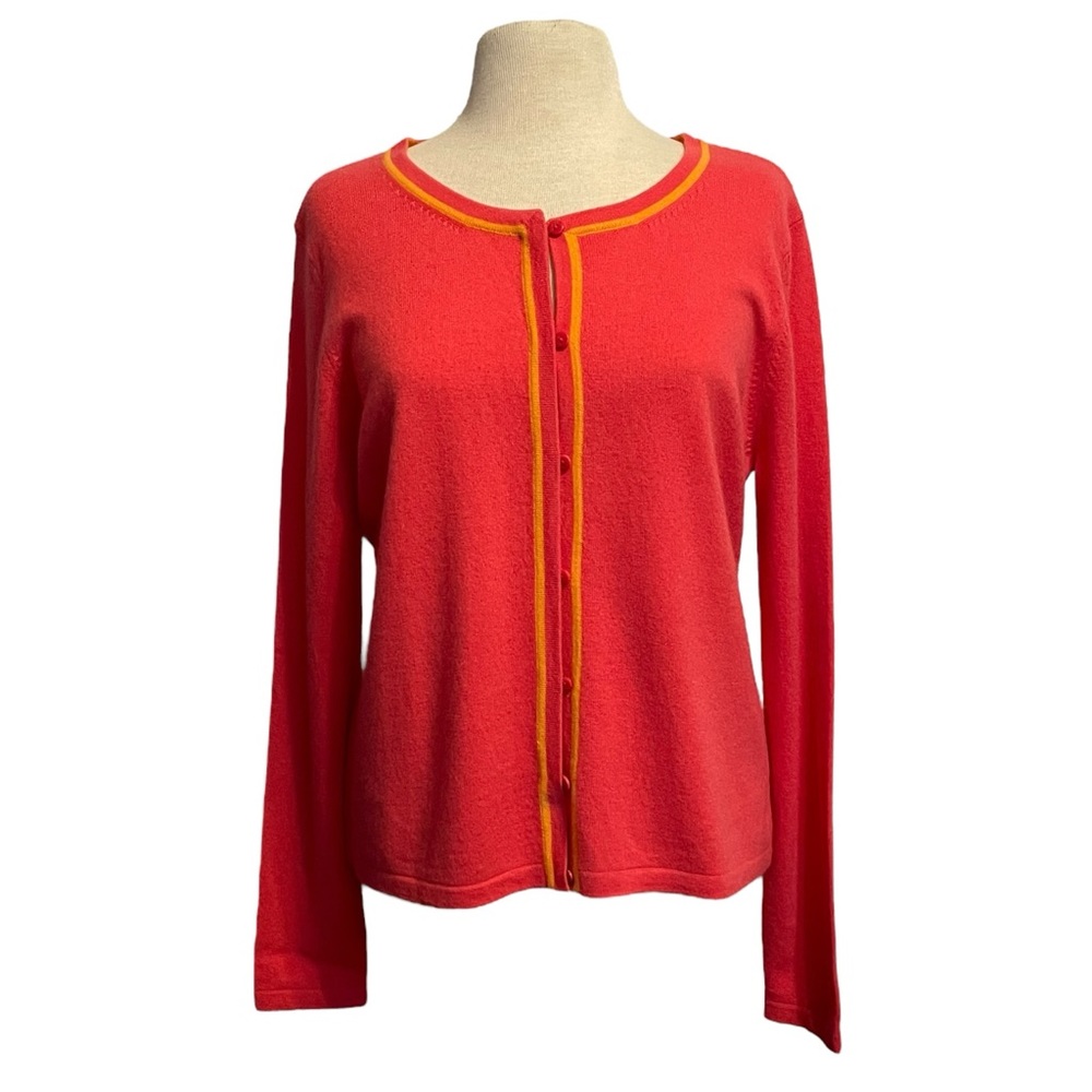 Linda Allard Ellen Tracy Women’s 100% Cashmere Cardigan XL Orange NWT $348